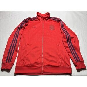 Adidas Spain Three Stripe Track Jacket Mens Large Full Zip Red *READ